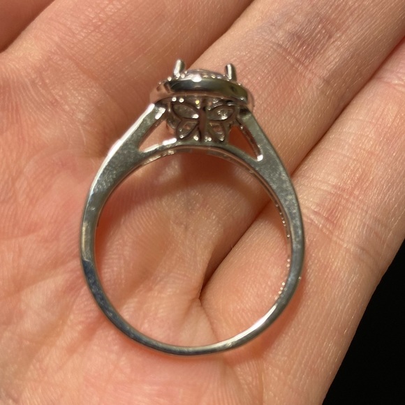 Cubic Zirconia Round Circle Ring with Halo and Butterfly Side Detail on Band - Picture 6 of 13
